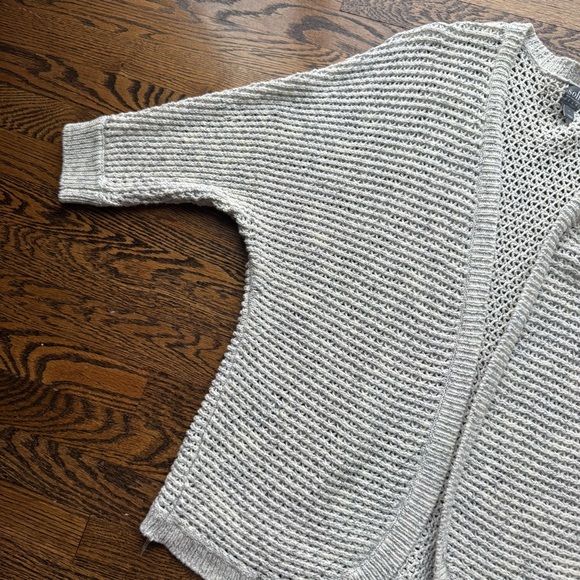 New York & Company Y2K Soho Cotton Chunky Knit Gray Quarter Sleeve Cardigan L - Picture 5 of 7